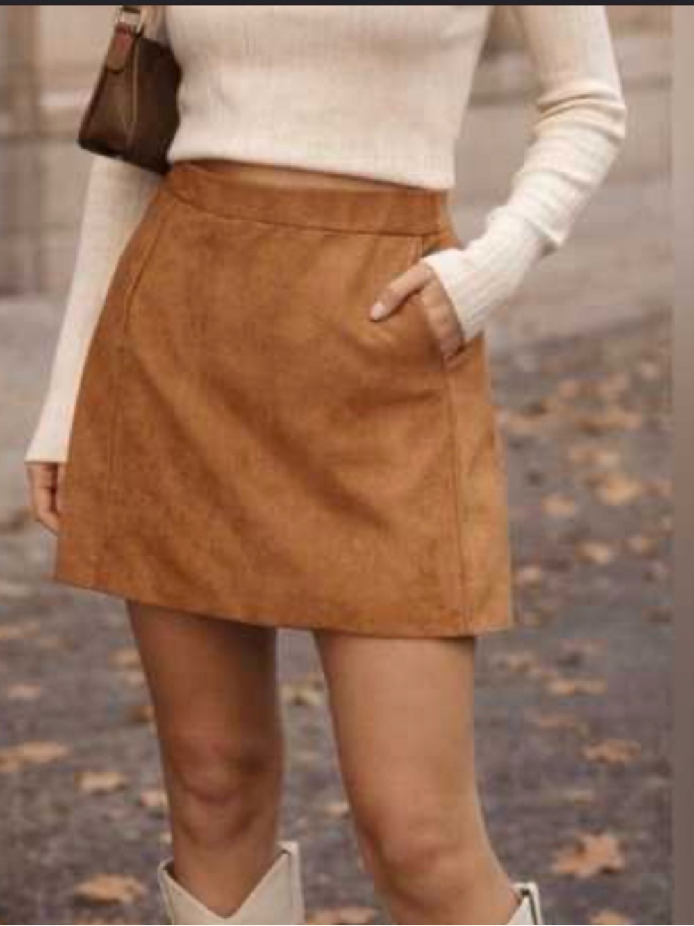J. Crew Suede-Look Mini Skirt in Warm Camel
